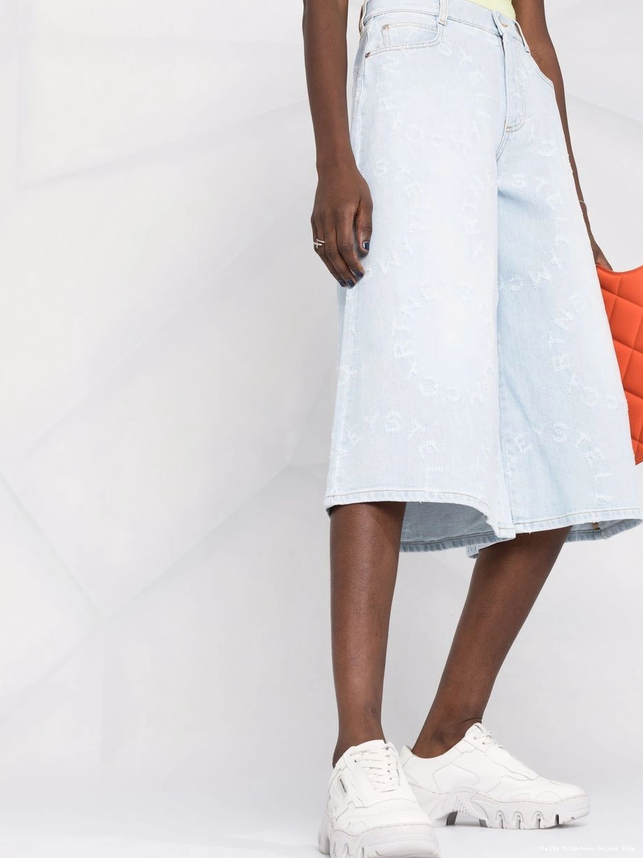 Affordable McCartney Stella Logo distressed culottes Stella Women denim 0819
